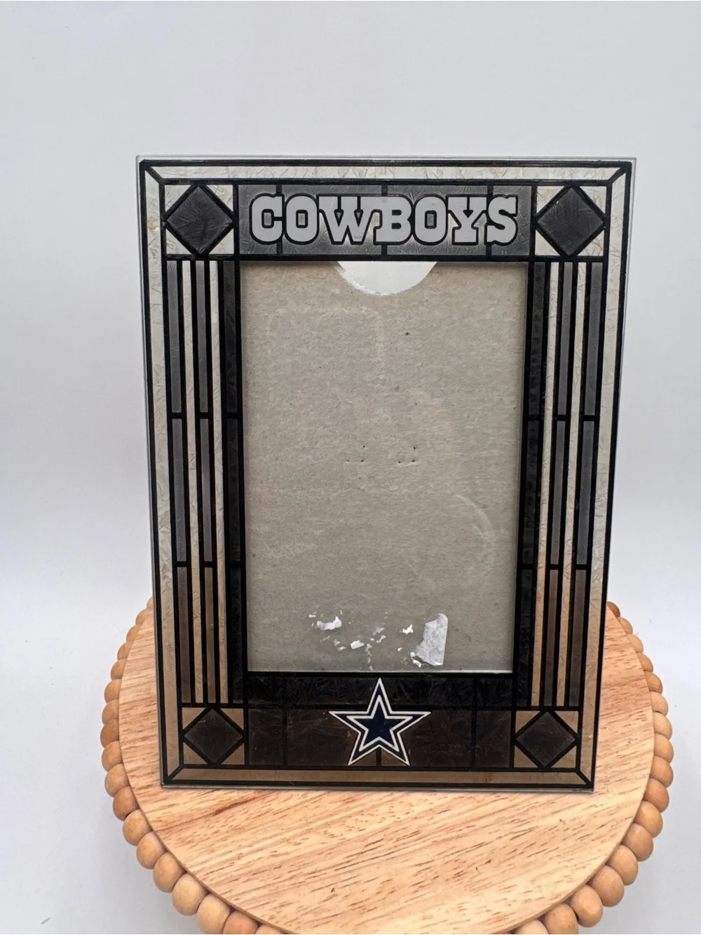 NFL Dallas Cowboys Black and Silver Decorative Photo Frame stained glass